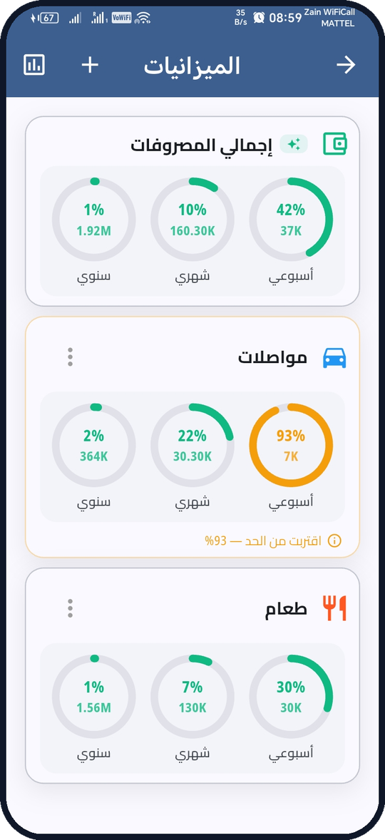تنبيهات الدفع وخطط الأقساط
