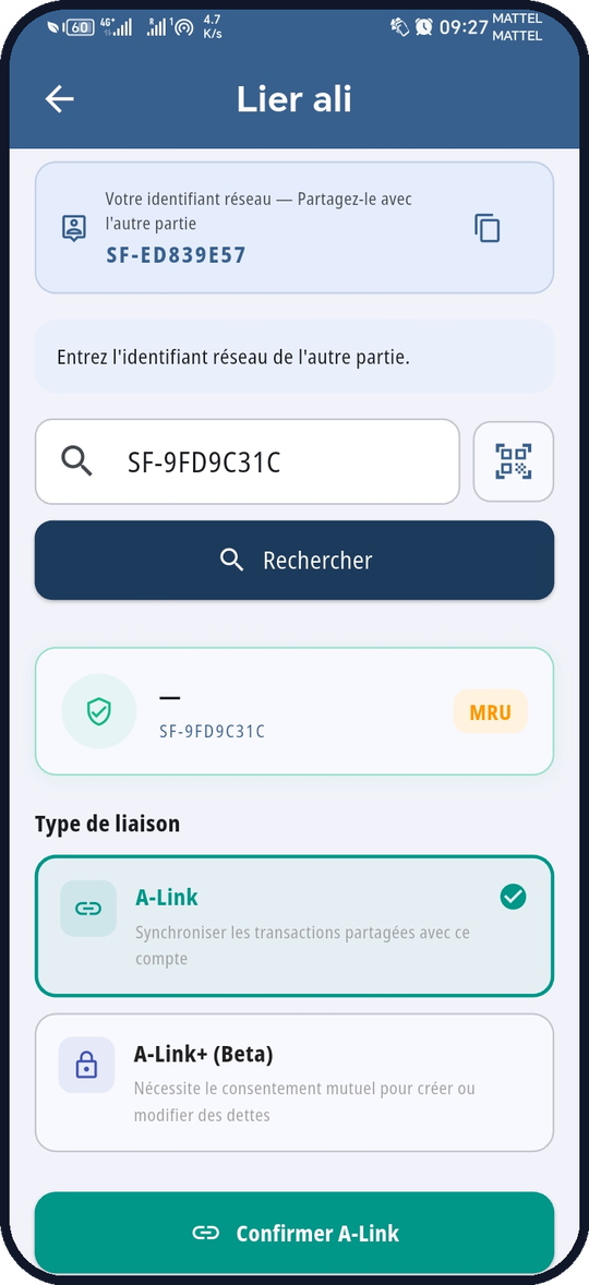 Liez un compte partagé avec A-Link